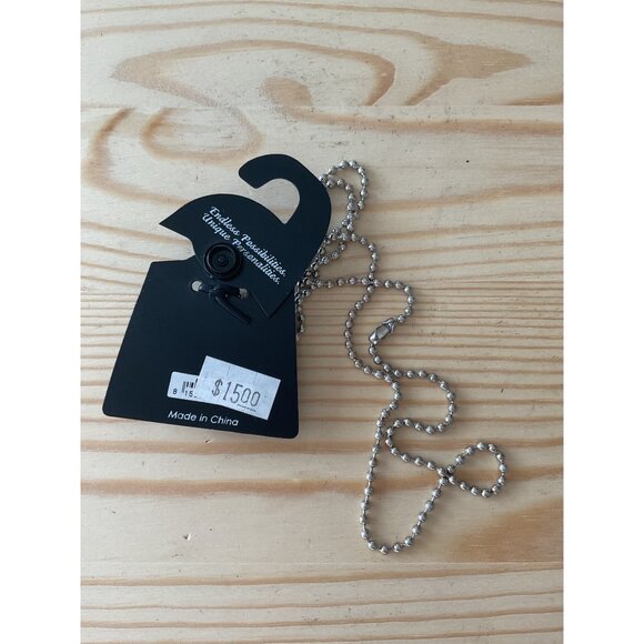 Megablitz Silver Ball Chain Necklace W/ Blank Pendant For Personalization - Picture 3 of 3